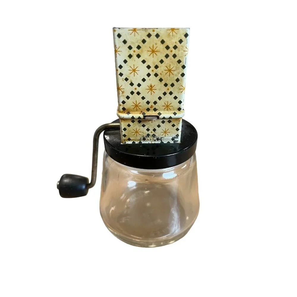 Vintage Androck #49/1 Nut Grinder Metal with Glass Jar &‎ Handle Made in U.S.A.